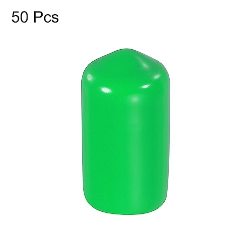 Image of MECCANIXITY 50pcs 1 /2 inch(12mm) Rubber End Caps Cover PVC Vinyl Screw Thread Protector Round Wire Shelf Caps for Screw Bolt Pipe Fence Post, Green