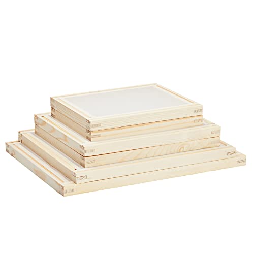 6-Piece Set Wood Silk Screen Frame For Beginners And Kids Starter Kit, 110 White Mesh, 6X8", 8X10", 10X12", 10X14" Frames (4 Sizes) #TOP6