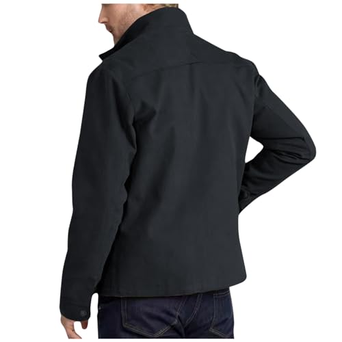 Men's Jackets Casual Stylish Double Pocket Button Cuffs Long Sleeve Jacket Solid Color Zipper Workwear Jacket2