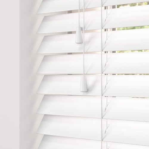 Hand Made To Measure FAUX WOOD Venetian Blinds - British Made - by HOMESMART BLINDS (Pure White)