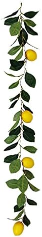 Kuppn Artificial Lemon Garland, Artificial Fruit Garland Vines with Fake Yellow Lemons and Green Leaves, 100cm Simulation Summer Garland for Front Door, 210524TW032105511134202842