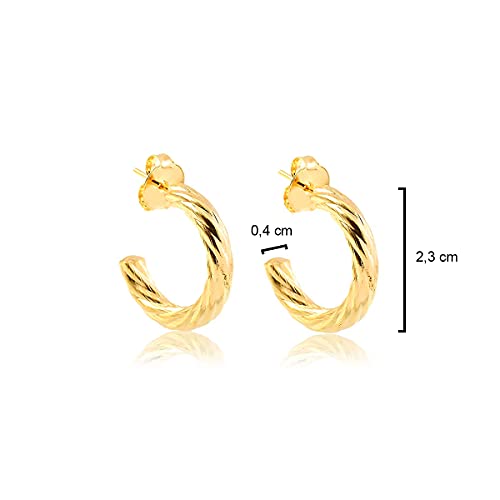 Brinco de argola pequeno torcido folheado em ouro 18k