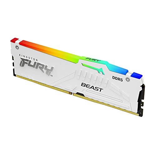 Kingston FURY Beast Blanc RGB 64Go (4x16Go) 5600MT/s DDR5 CL40 DIMM Mémoire pour PC de Gamer Kit de 4 Intel XMP - KF556C40BWAK4-64
