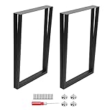 Metal Table Leg, 28 Inch DIY Furniture Leg, Adjustable Feet Pad, Sturdy Black Modern Square Tube Industrial Style Desk with Installation Tools, Easy to Install for Home