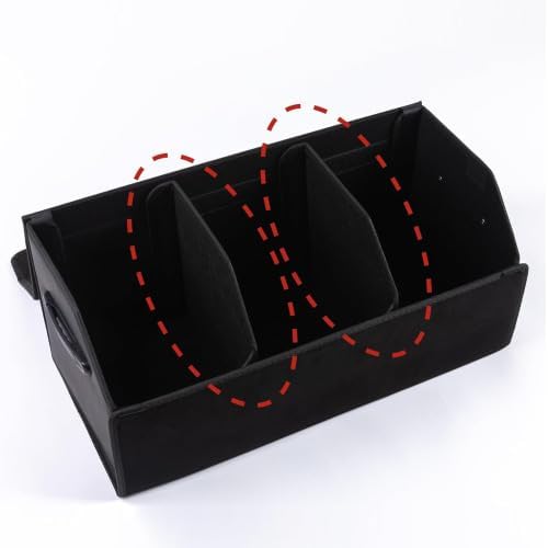 OLG Car Trunk Organizer 50L SUV Bin with (Magnetic Lid) (Faux Leather) (Collapsible Design) - (2 Dividers) (50kg Anti-Slip Hold) Waterproof Storage Box for Cars and Camping