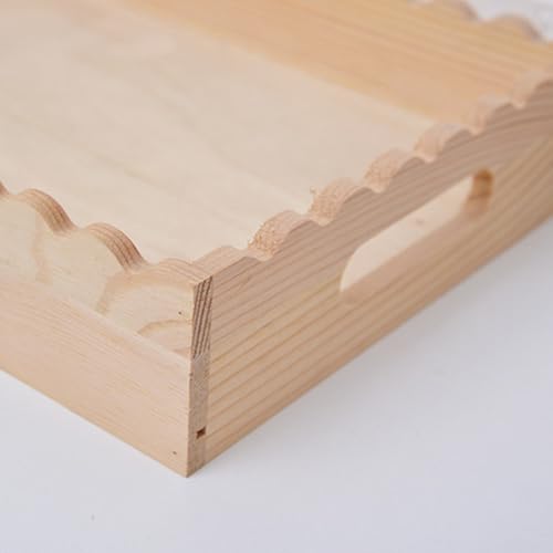 Bandeja decorativa rectangular de madera con diseño de mango 6