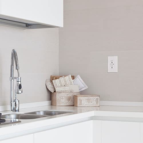 Image of LIDER Decorator Switch Cover, Screwless Wall Plate, Mid-Size 1-Gang 4.88 inch x 3.11 inch, LSWP-31M-BW, UL Listed, Thermoplastic, Brushed White, 1-Pack