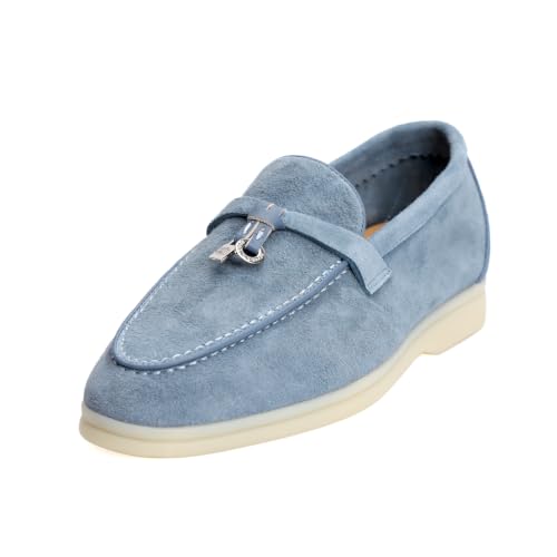 Image of XOBZJH Women's Leather Suede Loafers Flats - Slip-On Penny Loafers with Soft, Comfortable Driving & Dress Shoes for Casual Office Work All Day