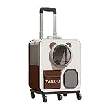 Transportín con Ruedas para Mascotas Maleta con asa telescópica ventilación 360° Base Desmontable para Viajes y Paseos (Marrón, 43x37x25cm)