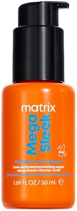Matrix Mega Sleek 96H Anti-frizz Topcoat Serum, Heat-Activated Formula for Humidity Protection, Provides Vibrant Shine for All Hair Types, 50ml