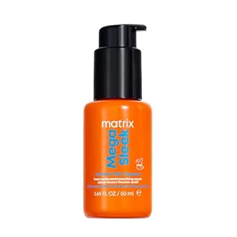 Matrix Mega Sleek 96H Anti-frizz Topcoat Serum, Heat-Activated Formula for Humidity Protection, Provides Vibrant Shine for All Hair Types, 50ml