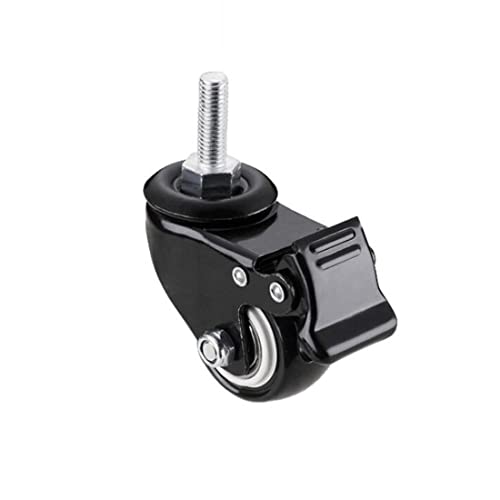 Image of 4Pcs 1.5 Inch Heavy Duty Caster Wheels Swivel Casters with Brake and M8 Threaded Stem, Loading 50kg /110lbs Black Rubber