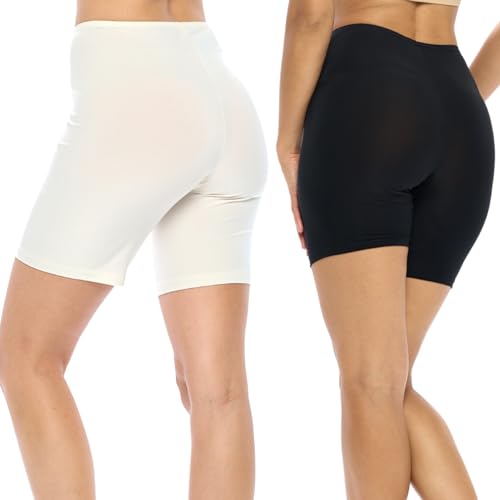 Image of 2 Pack Undersummers Classic Shortlette Plus Size Slip Shorts for Women under Dress, Thigh Anti Chafing Shorts, Undergarments for Dresses