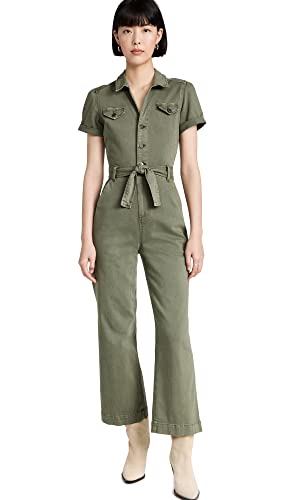 Paige Women's Short Sleeve Anessa Jumpsuit, Vintage Ivy Green, 4 #TOP3