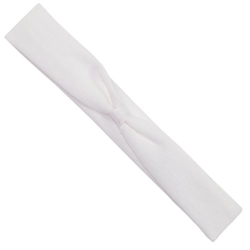Wee Ones Baby Girls' Add-a-Bow Cotton Lycra Head Wrap - White (0-6 Months)