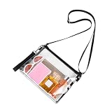 BEAMARKER Transparent PVC Small Stadium Approved Crossbody Bags Rectangle See Through Black Handbag Clear Waterproof Shoulder Purse with Adjustable Strap for Women Traveling Sports Concerts