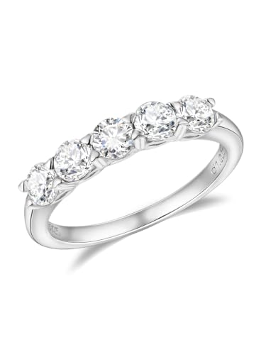 Women's 1ct Moissanite Rings 925 Silver Diamond Anniversary Wedding Bands