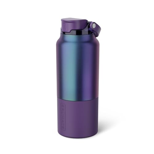 Image of BrüMate Rise 35oz Water Bottle With 100% Leakproof Covered Silicone Straw | Insulated Stainless Steel Water Bottle With Removable Straw | Fast Flow | Soft Sip Silicone Spout | BPA-Free (Dark Aura)