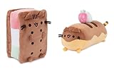 GUND Plush Pusheen 2 Piece Dessert Bundle, 9.5in Neapolitan Ice Cream Sandwich and 11in Eclair Squisheen