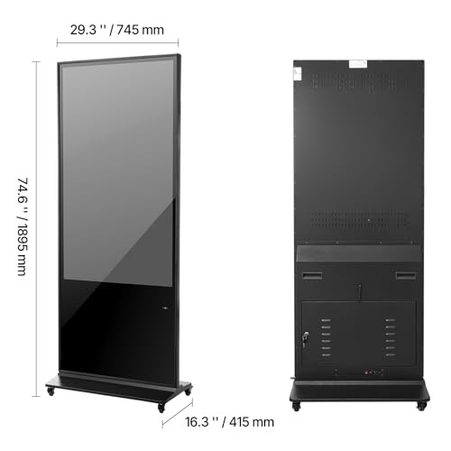 Image of Happybuy 55-Inch Digital Signage Display, Interactive Touchscreen Kiosk, Indoor Floor-Standing 4K UHD LCD Screen, 2GB RAM & 32GB Storage, WiFi /USB Connectivity, Commercial Advertising Solution