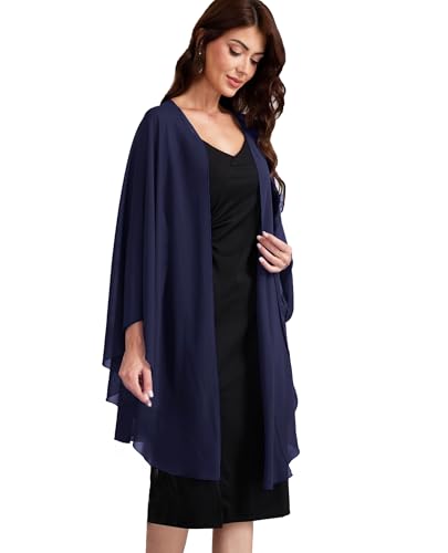 Baoqiya Chiffon Shawls and Wraps Wedding Party Shawl Scarf for Women Bridal Evening Dress on Special Occasion Dresses (Navy) - Thumbnail 6
