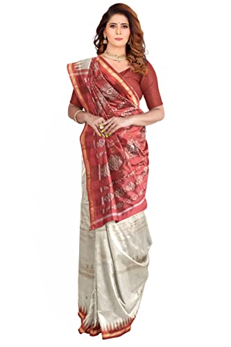 Image of Odisha Sambalpuri Handloom Ikat Women's Cotton Saree, Odisha Handloom Handmade Pure Cotton Khandua Saree, Ikkat Orissa Traditional Handloom Saree Without Blouse