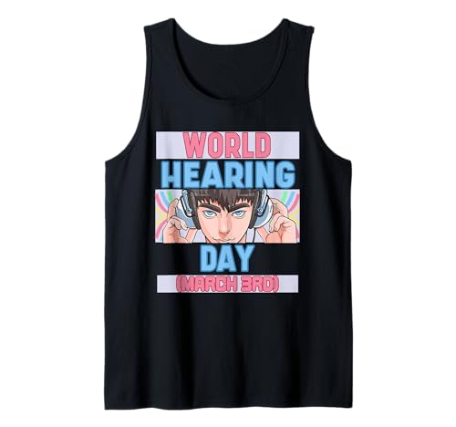 World Hearing Day Deaf Deafened ASL Hearing Loss Aid Tank Top