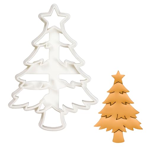 BAKERLOGY Christmas Tree Cookie Cutter - Detailed Biscuit Cutter Design for Baking and Crafts, Ideal on Fondant, Dough, Clay