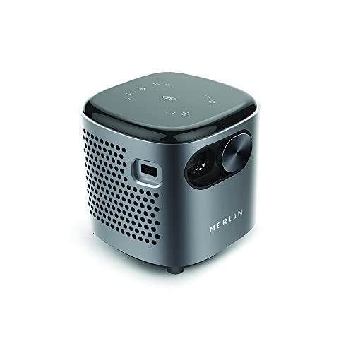 Merlin CUBE Mini NEW, Pocket Size Projector, with Netflix and Youtube, 250 inch screen, 3 hours working time Grey