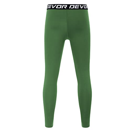 Devoropa Boys Leggings Quick Dry Youth Compression Pants Sports Tights Basketball Base Layer Green Xl #TOP3