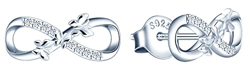 MicLee - MicLee Boucles d'oreilles femme fille, boucle d'oreille en argent 925, boucle d'oreille papillons volants et symbole de l'infini, mini boucle d'oreille, zircon incrusté, fantaisie, Argent sterling Cristal, Zircone cubique