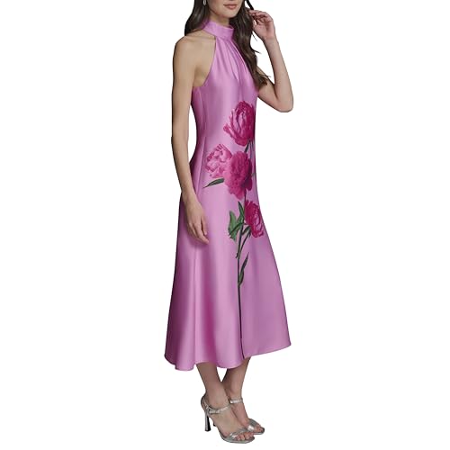Image of Karl Lagerfeld Women's Sleeveless Halter Neck Satin A-line Maxi Dress