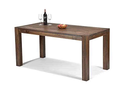 Naturholzmöbel Seidel Esstisch 160x80cm Rio Bonito Farbton Cognac braun Pinie Massivholz geölt und gewachst Holz Tisch für Esszimmer Wohnzimmer Küche, Optional: passende Bänke und Ansteckplatten Cover