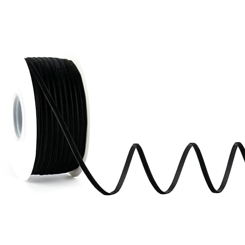 MAYREEL Black Velvet Ribbon 1/8 Inch Vintage Thin Ribbon for Wedding Invitations Gift Wrapping Party Favor Boxes Crafts 50 Yards