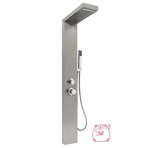 Columna Ducha Columna de Hidromasaje con Grifo Acero Inoxidable Panel Duchas Set Ducha Sistema Duchas de Baño,15 * 47 * 130 cm (acero inoxidable)