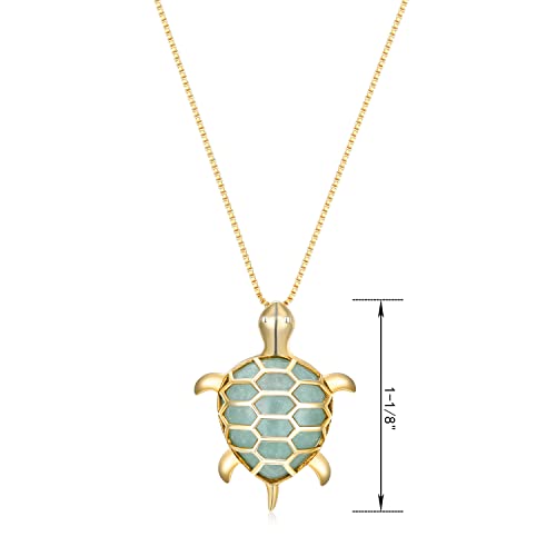 Amazon Essentials womens Yellow 18K Gold Plated Sterling Silver Genuine Green Jade Turtle Pendant Necklace, 18" (previously Amazon Collection)3