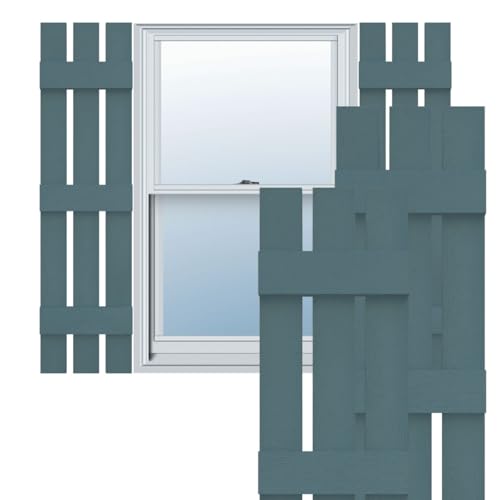 12"W x 70"H Lifetime Vinyl, TailorMade Three Board Spaced (3 Batten), Board-n-Batten Shutters, w/Shutter-Loks (Per Pair), Wedgewood Blue
