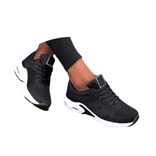 Minetom Sportschuhe Damen Mesh Sneaker Laufschuhe Turnschuhe Running Tennis Schuhe Straßenlaufschuhe Dämpfung Leichtgewichts Atmungsaktiv Walkingschuhe Outdoor Fitness Jogging B1 Schwarz 41 EU