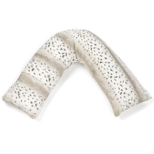 Downland Huggleland V Shaped Pillow, Orthopaedic Support for Neck, Back & Shoulders, Soft Teddy Fleece V Shape Triangle Cushion, Hollowfibre Filled Maternity, Pregnancy V Pillow 80x80cm (Snow Leopard)