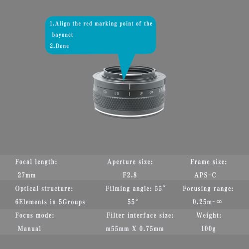AstrHori 27mm F2.8 II APS-C Large Aperture Manual Focus Prime Lens with Filter Slot for Fuji X Mount XS10 XT2 XT3 XT4 XA3 XA5 XA20 XE3 XM1 Black - Thumbnail 7