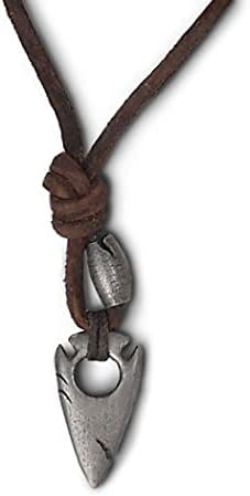Local League Australia Mens Arrowhead Metal Spear Pendant Adjustable Necklace Distressed Leather Cord Hunter Man String Beach Surfer Boys Choker Holidays Party Gift