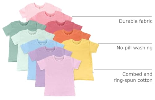 Image of HonestBaby Baby Toddler & Kids' 100% Organic Cotton Short Sleeve T-Shirts (10-Pack)