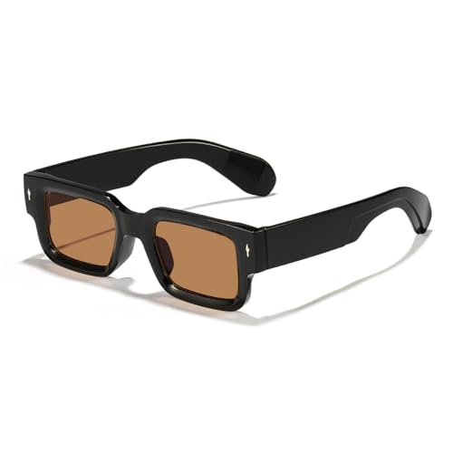 Image of IKANOO Square Thick Frame Sunglasses for Women Men Retro Rectangle Sunglasses Trendy Chunky Eyewear Black Shades