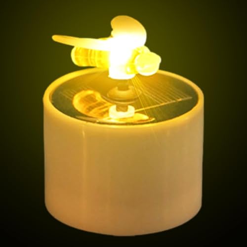 Cougies de té solar, luces de té solares | Diseño de abeja Luz de té impermeable | Acento de mesa reutilizable, decoración de jardín para Halloween y Navidad