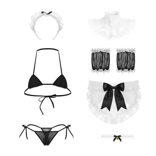 Ensemble de lingerie sexy anime noir avec micro soutien-gorge à armatures et culotte dentelle
