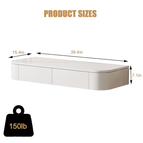 Image of 39.4 inch Fully Assembled Floating Makeup Vanity, Wall Mounted Desk
