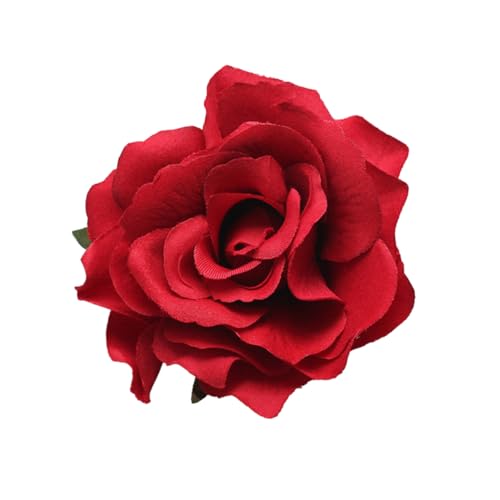 Épingle rose tissu rouge grand format accessoire de tête fleuri haut de gamme pour cérémonie