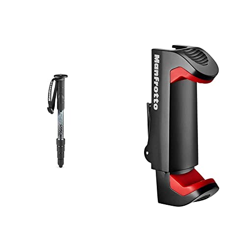Manfrotto Element MII MMELMIIA5BK, leichtes Alu-Reise-Einbeinstativ, 5 Segmente, Traglast bis zu 16 kg, für Kompakt-, spiegellose und DSLR-Kameras & Smartphone Halterung, Pro Version