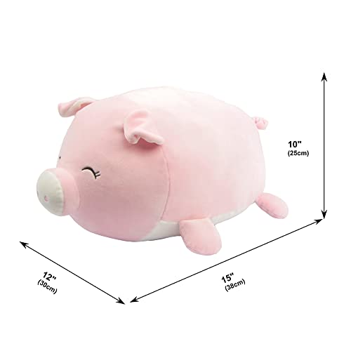 Linzy Plush 15" Smoochy Pals Pink Pig, Ultrasoft Stuffed Animal Plush Toy, Cute Squishy Hugging Plush Pillow Pet, For Kids, Room Decoration, Travel #TOP5