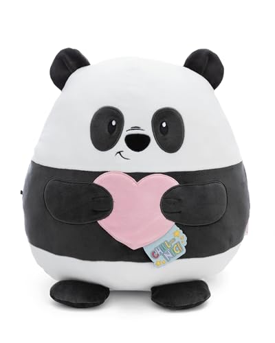 NICI CHILL-NICI Panda Kuscheltier mit Herz 30 cm - Flauschiges Stofftier aus Marshmallow-Textur-Material zum Kuscheln, Spielen und Liebhaben, Ideales Kuschelkissen - 61405